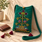 Thread-Worked Small Embroidered Mobile Cover Bag