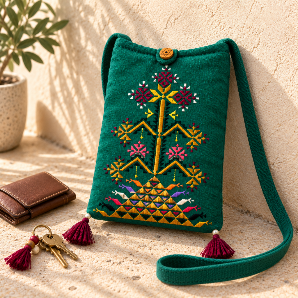 Thread-Worked Small Embroidered Mobile Cover Bag