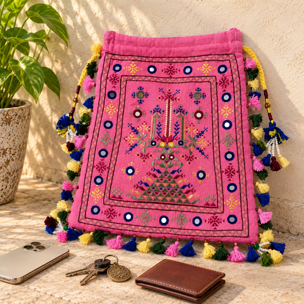 Chic Thread-Worked Medium Embroidered Sling Bag for Women