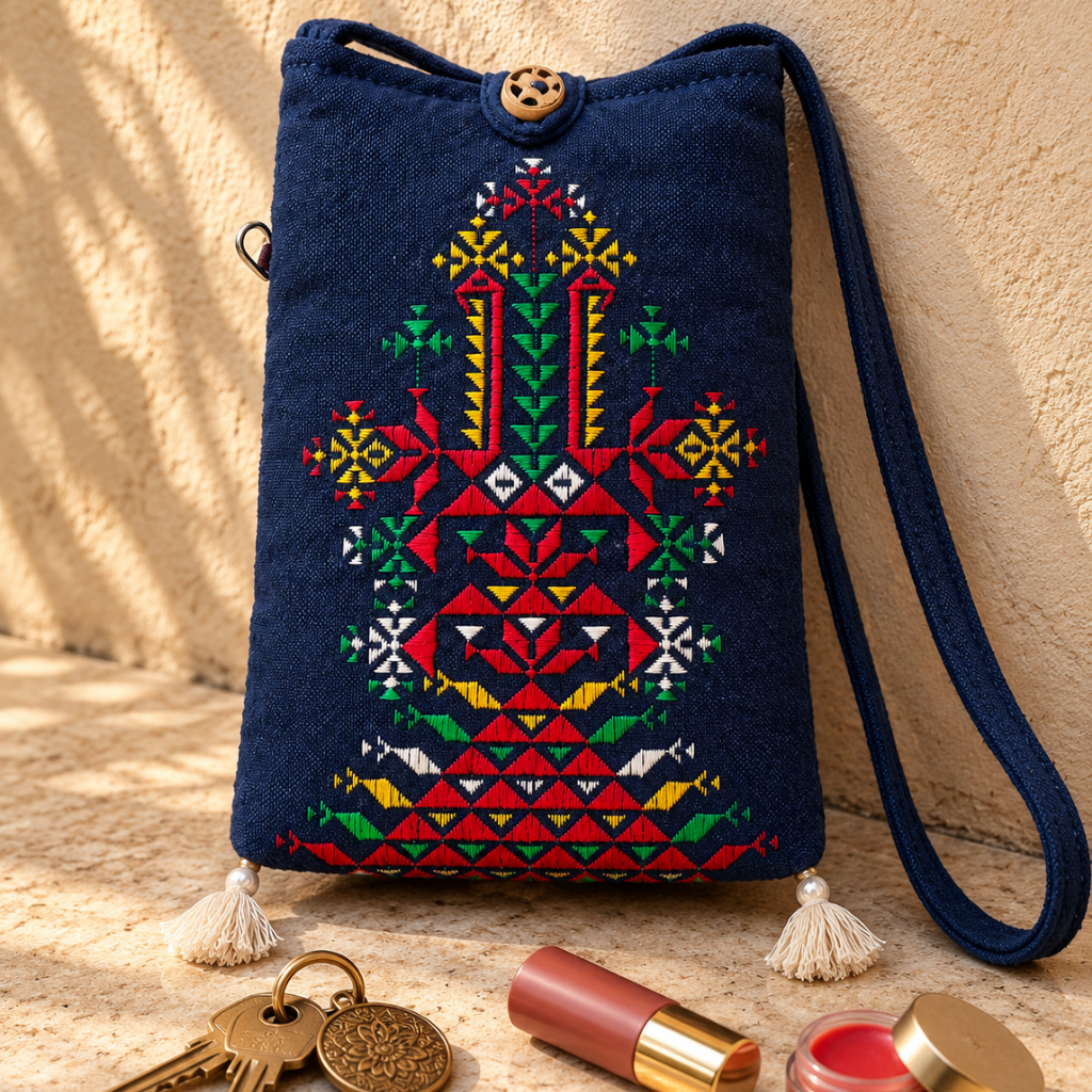 Thread-Worked Small Embroidered Mobile Cover Bag