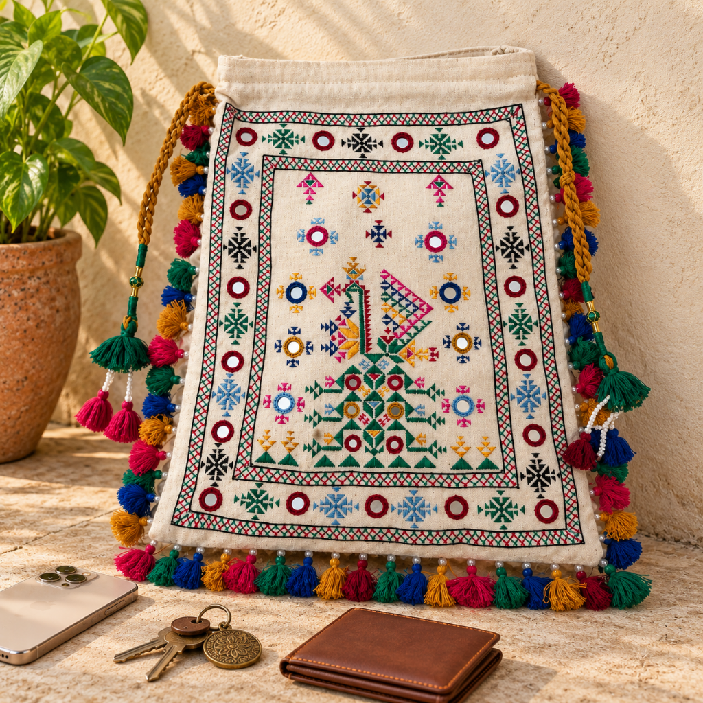 Chic Thread-Worked Medium Embroidered Sling Bag for Women