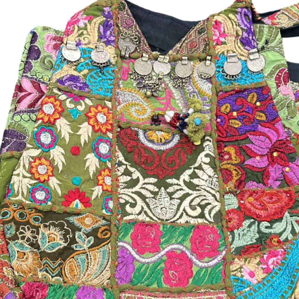 Folk Mosaic Embroidered Banjara Tote Bag for Women
