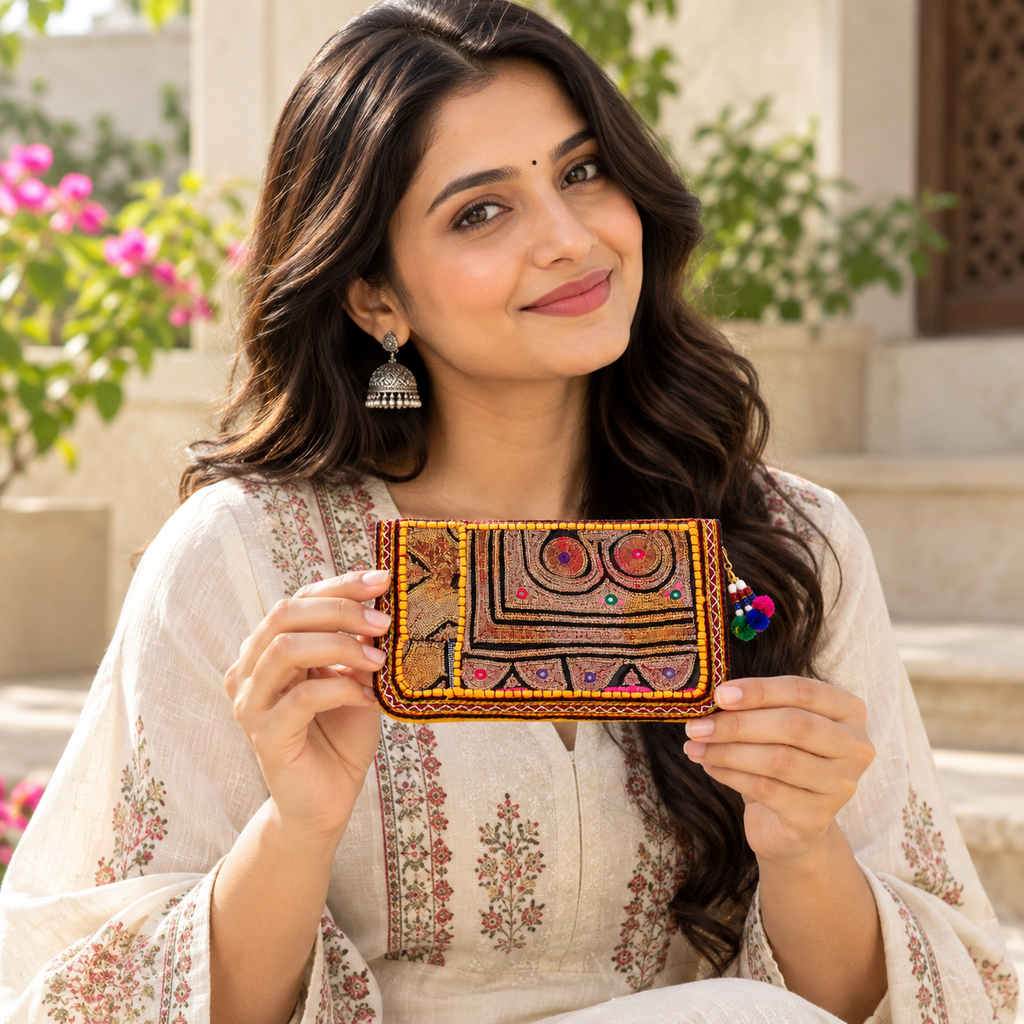 Embellished Zari Purse for Caual, Party